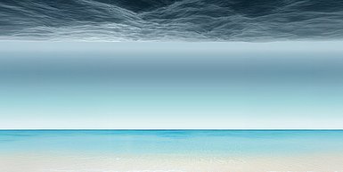 Bild: Meer mit Horizont und Unwetterstreifen am oberen Rand (KI-generiert)